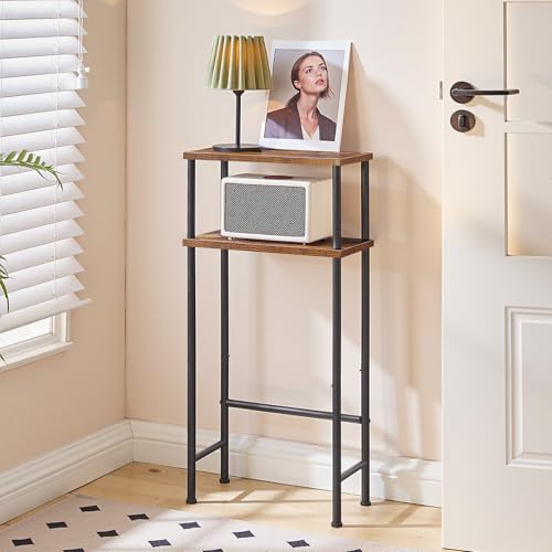 HOOBRO Narrow Console Table for Small Space, 15.7" Entryway Table with Storage, Sofa Table with 2 Shelves, Skinny Console Table for Entryway, Hallway, Living Room, Rustic Brown and Black BF40XG01 HOOBRO