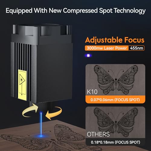 WAINLUXPRO K10 Laser Engraving Machine,0.01mm Accuracy 3000mwLaser Engraver, 80 * 80 Engraving Area,WiFi Connection,DIY Tools for Wood, Leather, Laser Class1,Offline Engraving,Grabadora Láser WAINLUXPRO