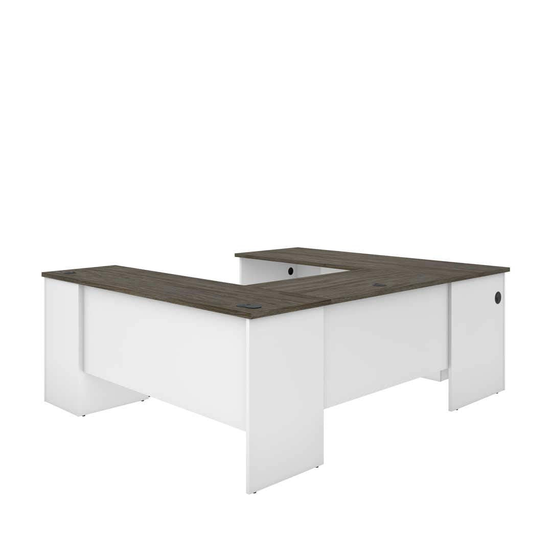 Bestar Norma U or L-Shaped Desk, 71W, Walnut Grey & White Bestar