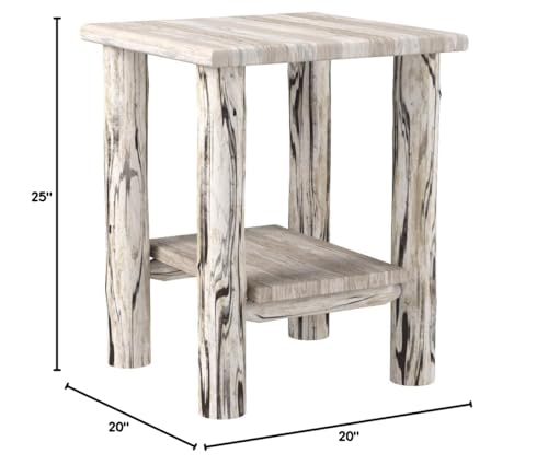 Montana Woodworks Log Nightstand with Shelf - Unfinished Montana Woodworks