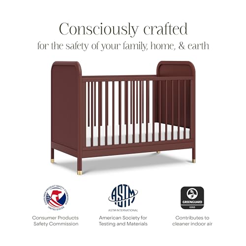 Namesake Brimsley Tambour 3-in-1 Convertible Crib in Crimson, GREENGUARD Gold Certified NAMESAKE