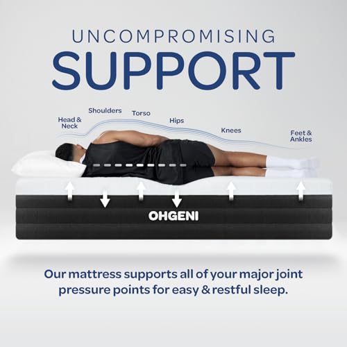 OhGeni 10 Inch King Size Mattress, Cooling Gel Memory Foam Bed Mattresses in a Box, Cool Touch Surface, Medium Feel,Ergonomic Support & Pressure Relief, CertiPUR-US Certified Foam, Designed in USA OhGeni