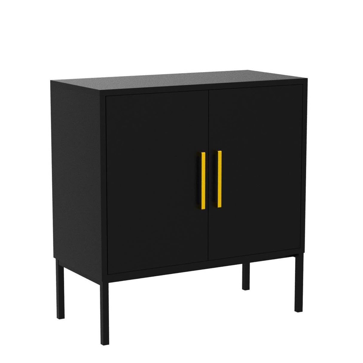 CARPETNAL Set of 2 Accent Storage Cabinet with Doors and Adjustable Shelf, Freestanding Buffet Cabinet, Modern Sideboard Buffet Cabinet for Living Room, Dining Room, Kitchen, Hallway (Black) CARPETNAL