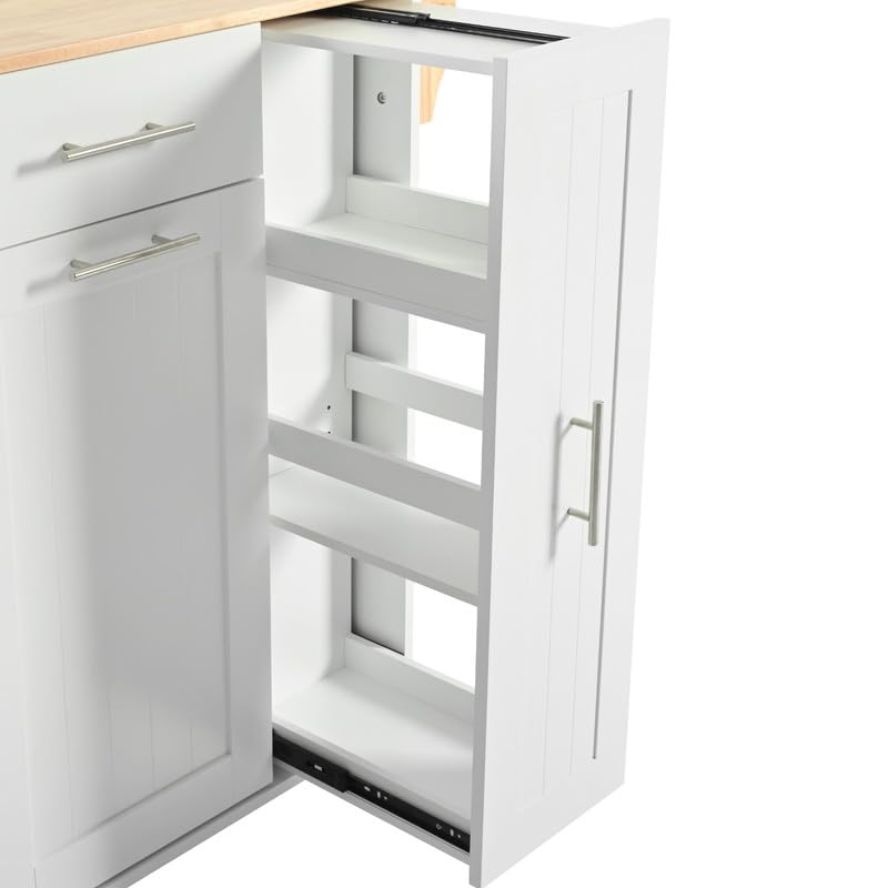 HomeGearTech Kitchen Island with Drop Leaf, Kitchen Storage Cart with 3 Tier Pull Out Cabinet Organizer, Internal Storage Rack, Rolling Kitchen Cart on Wheels with Towel Rack, 2 Drawers, for Kitchen HomeGearTech