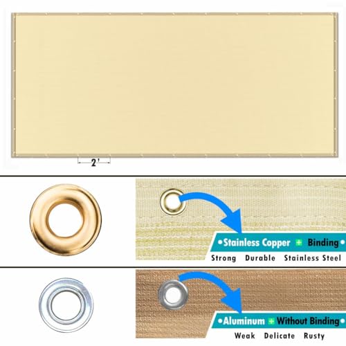 Amgo 10' W x 16' L Beige Pergola Canopy Replacement UPF50+ Top Cover, Commercial Grade 260GSM Sun Shade for Outdoor Patio, 95% UV Blockage, Stainless Steel Weighted Rods Included (We Make Custom Size) Amgo