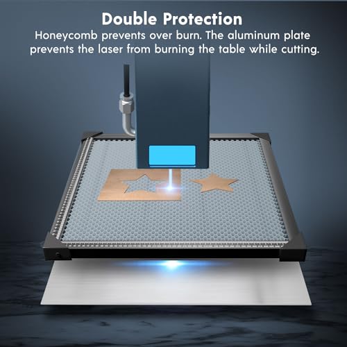 Longer RAY5 40W Laser Cutter and Laser Engraver for Tumblers with Air Pump, Rotary Roller Bundle, 8Pcs Risers17.3"x 17.3"x 0.86" Honeycomb Working Bed for CO2 or Diode Laser Engraver Cutting Machine Longer