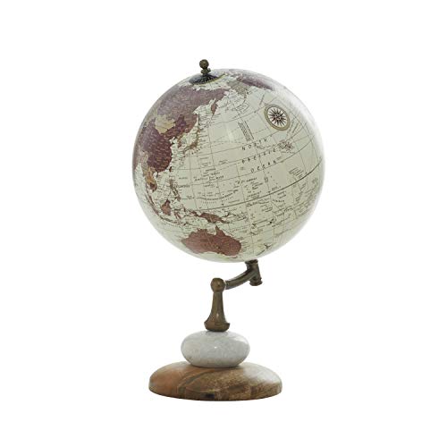 Deco 79 Contemporary Mango Wood Globe Globe, 8" x 8" x 14", Cream Deco 79