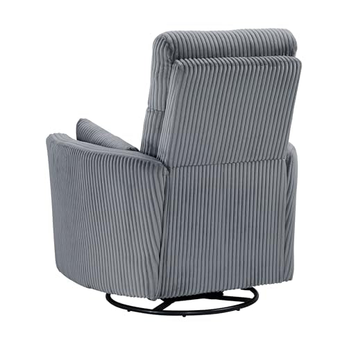 Lexicon Modern Swivel Glider Recliner Chair, Nursery Glider, Corduroy Fabric Upholstery Recliner with 2 Lumbar Pillows, Manual Reclining Sofa Chair for Living Room/Office/Apartment, Grey Lexicon