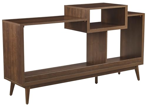 Crosley Furniture Nashville Mid Century Modern Console Record Player Stand, Stores Up to 280 Vinyl Records, Large, Brown Crosley Furniture