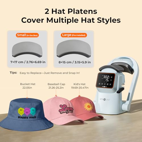 HTVRONT Auto Hat Press Machine - Hat Heat Press Machine with Precise Temp&Timer Control, Hat Heat Press Machine for Caps with 2 Platens, Compatible with DTF Film, Embroidery, Sublimation (Blue) HTVRONT
