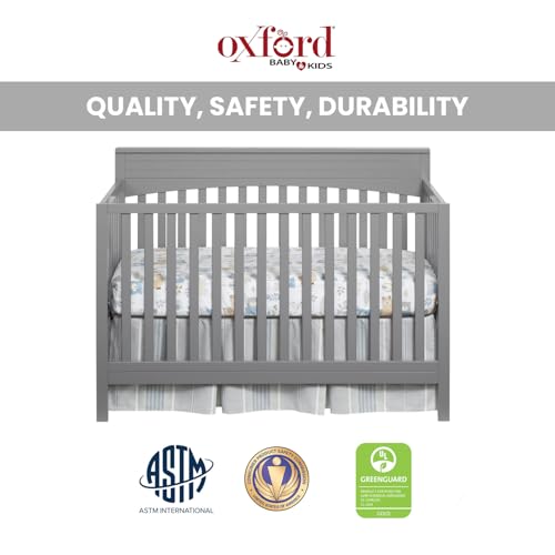 Oxford Baby Harper 4-in-1 Convertible Crib, Dove Gray, GreenGuard Gold Certified Oxford Baby