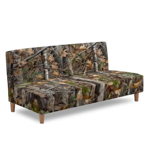 NETILGEN Home Living Room Armless Futon Cover Sofa Bed Slipcover with Elastic Bands High Stretch Sofa Slipcover Machine Washable Oak Leaf Hunting Camo NETILGEN