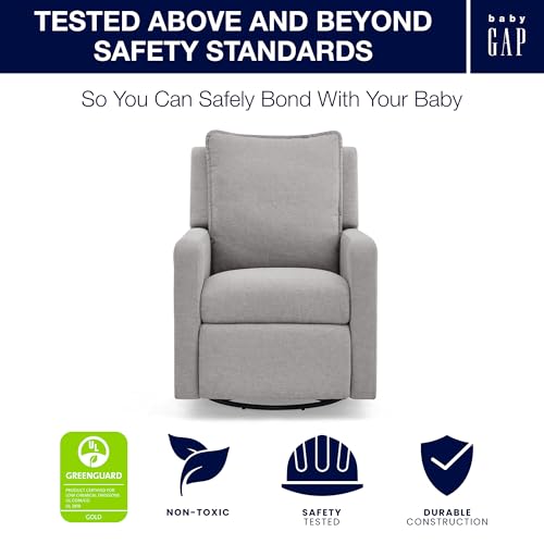 babyGap Harlowe Power Recliner with USB-A & Charging Port by Delta Children - Greenguard Gold Certified – Stain-Resistant Performance Fabric is Oeko-TEX Standard 100 Certified, Ash