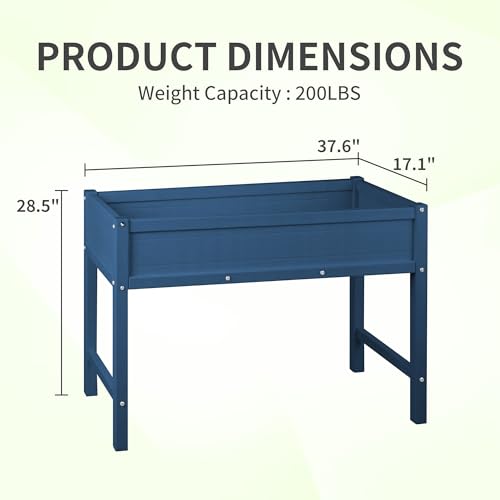 KETOYARK Raised Garden Planting Bed with Legs,HDPE Elevated Planter Box Rot-Resistant and Non-Cracking for Herb Vegetable Flower with Drainage Hole Outdoors/Indoors Planter Raised Beds,Navy KETOYARK