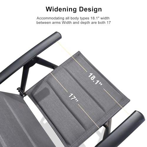 PURPLE LEAF 9 Pieces Outdoor Patio Dining Set with 8 Folding Portable Chairs and 1 Rectangle Aluminum Table, Foldable Adjustable High Back Reclining Chairs with Soft Cotton-Padded Seat, Grey PURPLE LEAF