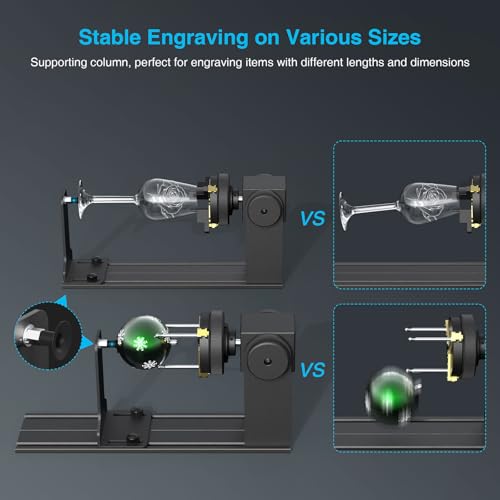 Mecpow G5 Rotary Roller with Three Angle-Adjustable Grippers for Multi-Shaped Objects, Compatible with Engraving Machines, Rotary Roller with Heightening Bracket Mecpow
