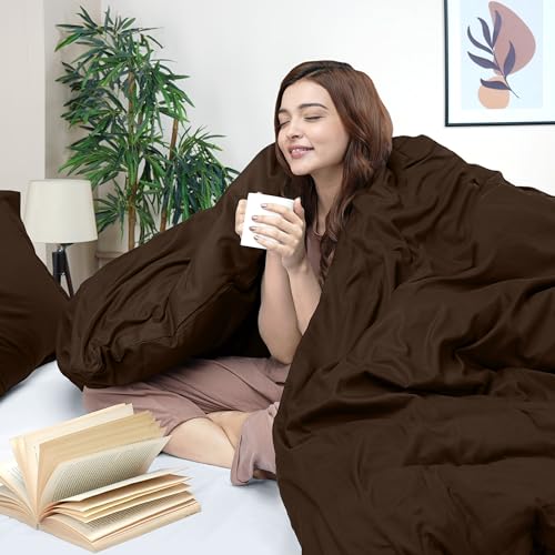 Utopia Bedding Duvet Cover Queen Size - 3 Piece with Zipper Closure - 1 Comforter Cover 90X90 Inches & 2 Pillow Shams 20X26 Inches (Brown) Comforter Not Included Utopia Bedding