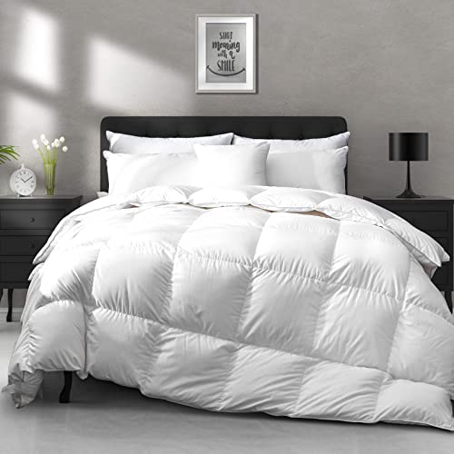 APSMILE Lightweight Down Feather Fibers Comforter Oversized King Size - Cooling Bed Comforter, Hotel Collection High Fill-Power Thin Duvet Insert for Warm Weather/Hot Sleepers, 120x98, White APSMILE