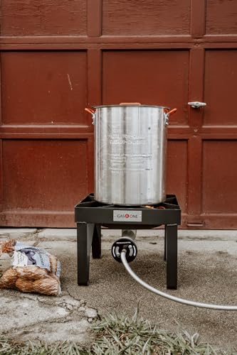 GasOne 200K BTU Propane Burner – Heavy-Duty Propane Stove – Outdoor Burner with Adjustable 0-20Psi Regulator and Steel Braided Hose – Ideal for Home Brewing, Turkey Fry Gas One