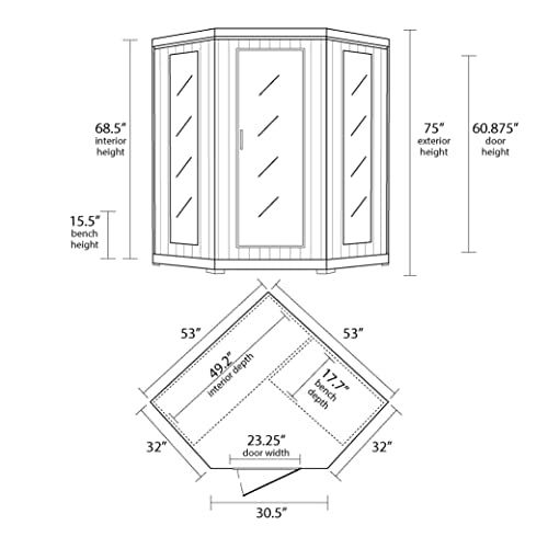 Radiant Saunas BSA1312 3-Person Cedar Corner Infrared Sauna w/ 7 Carbon Heaters Blue Wave