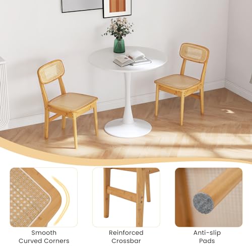 Giantex Rattan Dining Chairs Set of 2, Boho Cane Kitchen Chairs, Max Load 300 Lbs, Bamboo Armless Dining Room Chairs Giantex