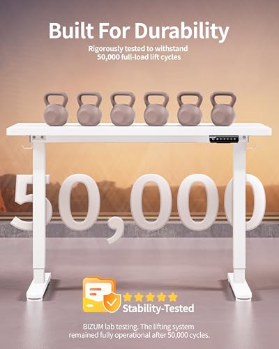 BIZUM Standing Desk Electric Adjustable Computer Desk-Stand up Desk Office Gaming Home Office Memory Desks 48x24 inches White BIZUM