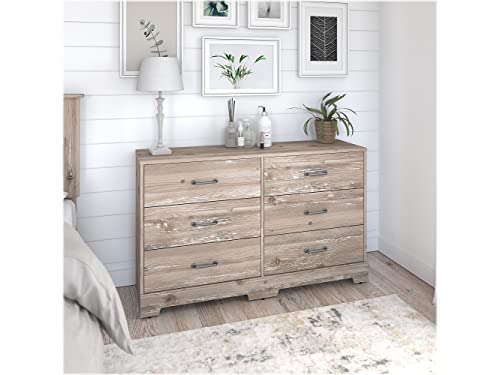 Bush Furniture Bedroom River Brook 6 Drawer Dresser, Barnwood Bush Business Furniture