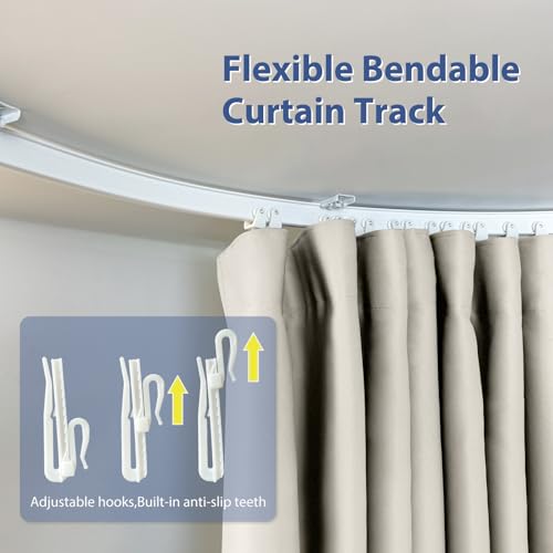 cbsroro Room Divider Ceiling Mounted Curtains Track Sets Extra Wide Blackout Curtain Flexible Tracks for Bedroom Privacy Partition Separator, 1 Panel Beige Drape and White Rail, W8.3 x H7ft cbsroro