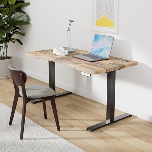 Vari Ergo 54x26 Electric Standing Desk + Height Adjustable Sit-Stand Desk + Curved Waterfall Edge, 4 Memory Settings, Quick Assembly, Cable Management, 200 lb Capacity – Reclaimed Wood (2 Boxes) Vari