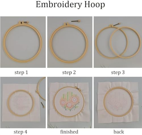 Meecaa Bee Flower Animal Embroidery Kit Starter Set, Hand Embroidery Set,Pattern Printed Cross Stitch Set for Beginner Adults, with Embroidery Hoop and Instructions (Bee 4)