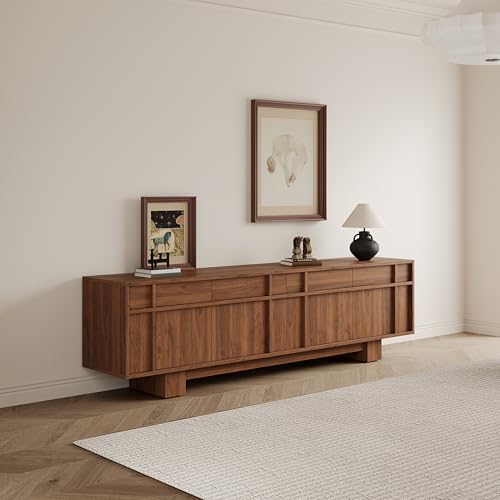 VAFON 70.87" TV Stand with Storage and Shelves for 55-70 inch TV, Wood Entertainment Center with Doors and Drawers, Mid Century Modern Console Table, for Living Room & Bedroom VAFON
