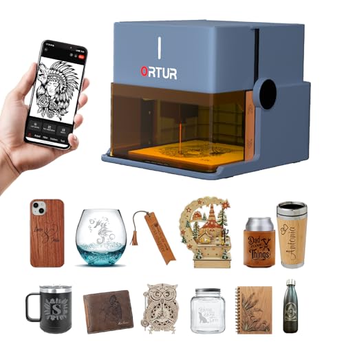 Ortur R1 5000mW Portable Laser Engraver and Cutter, Class 1 Foldable Laser Engraver, Exquisite Gift Box Packaging, APP Control Laser Engraver for Wood, Leather, Glass, Cloth (Misty Blue) Ortur