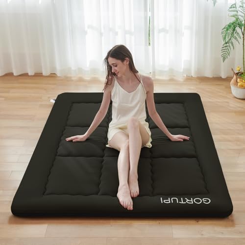 GORTUPI Japanese Floor Mattress,Futon Mattress 3" Black Thicken 100% High Density Comfortable Foam,Foldable Tatami Mat Sleeping Pad,Portable Floor Mattress Sleeping Pad for Adults,Twin Size 39"x 80" GORTUPI