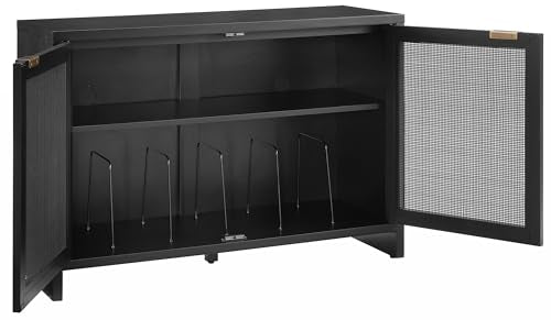 Crosley Furniture Kenji Media Console, Record Player Stand with Vinyl Storage, Modern Home Organizer, Black Crosley Furniture