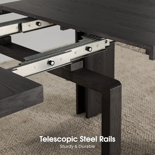 Transformer Table - Solid Wood Extendable Dining Table, Seats 2-12, Extendable Dining Room Table, Space-Saving Furniture (Black, Table + Bench) Transformer Table