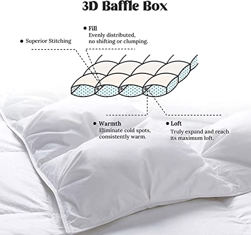 puredown® Goose Down Comforter King Size 800 Fill Power, 100% Cotton All Season Duvet Insert 700 Thread Count, Cloud Fluffy Pinch Pleat Extra Warmth puredown