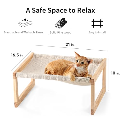 FUKUMARU Dog Bed, Large Breathable Cat Bed, Wooden Cat Hammock for Outdoor, 21 X 16.5 Inch Elevated Pet Furniture Suitable for Kitty, Puppy, Rabbit, Bunny and Small Animal FUKUMARU