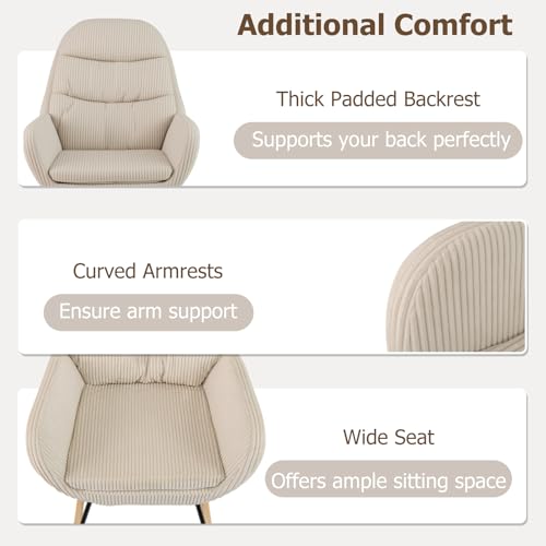 Giantex Rocking Chair Nursery, Upholstered Glider Rocker with Padded Backrest & Seat, Rubber Wood Feet & Sturdy Metal Frame, Modern Accent Chair Comfy Armchair for Living Room, Bedroom & Office (2) Giantex