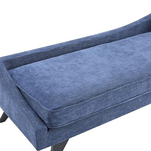 Christopher Knight Home Cagle Upholstered Loveseat Sofa with Splayed Legs, Birch Wood Frame Lounge Chair, Living Room Chaise Lounge Chair Indoor, Soft Lounge Sofa with Rolled Accent Pillow, Navy Blue Christopher Knight Home