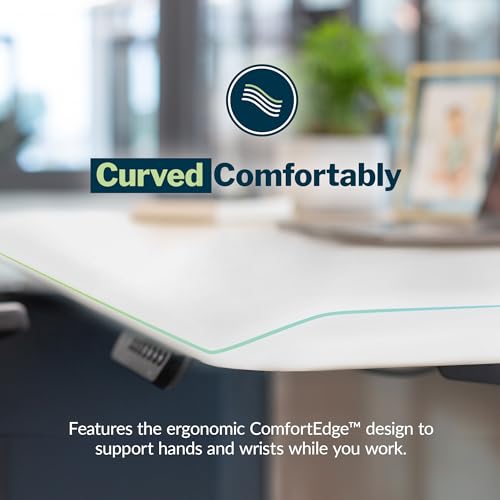 Vari ComfortEdge 80x60 L-Shape Electric Standing Desk – Height Adjustable Sit-Stand VariDesk for Corner Office with Reversible Left/Right Design + White Laminate Top/Slate Legs (Ships in 3 Boxes) Vari
