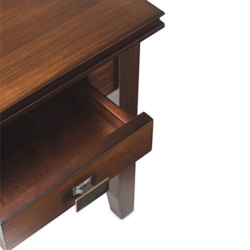 SIMPLIHOME Artisan SOLID WOOD 21 inch wide Square End Side Table in Russet Brown with Storage, 1 Drawer, for the Living Room and Bedroom SIMPLIHOME