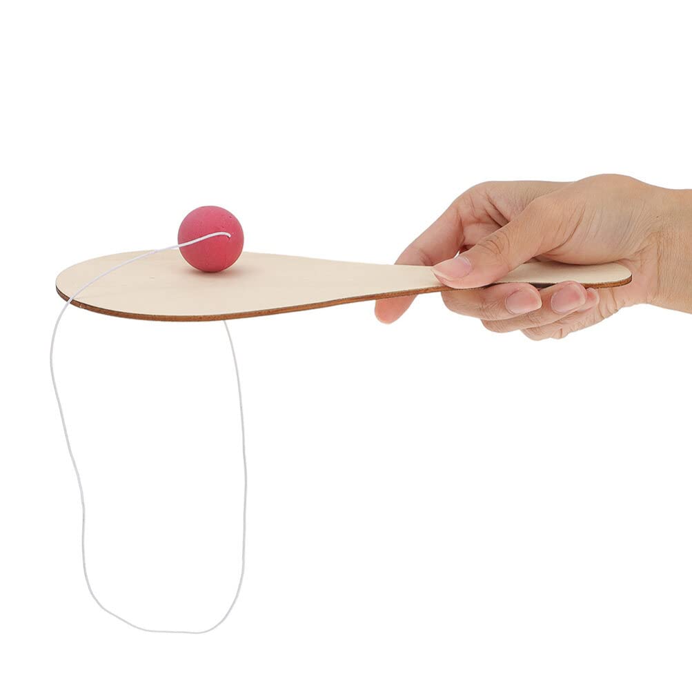 Blank Paddle Ball 10 Pcs Wooden Paddle Ball with String Unfinished Wood Paddle Rackets Kids Painting Graffiti DIY Crafts Fun and Classic Paddleball Game for Boys and Girls, Party Favor Toys jojofuny