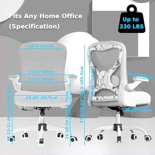 CASASIO Office Desk Chair with Ergonomic Lumbar Support, Extra-Thick Seat Cushion, Flip-up Arms, Breathable Mesh Back, Computer Task Chair for Home Office CASASIO