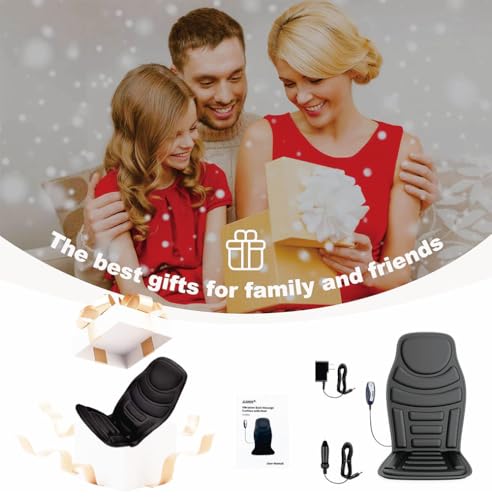 JOJOPEPE Back Massager with Heat,8 Vibration Motors Massage Chair Pad for Shoulder and Back, Deep Tissue Vibration Seat Cushion for Body Pain Relief,Home Office Chair Use, Gifts for Women,Men,Black JOJOPEPE