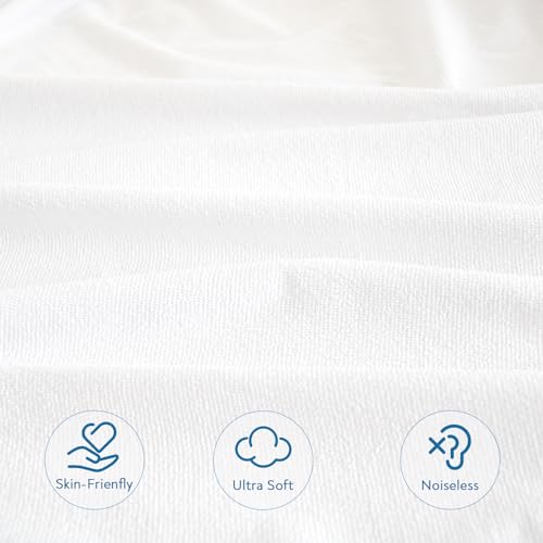 King Size Mattress Cover Protector 100% Waterproof Noiseless Mattress Topper Pad Bed Sheets Fitted up to 18'' Breathable Terry Ultra Soft & Skin-Friendly Mattress Protector King Machine Wash SPRINGSPIRIT