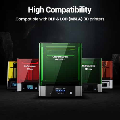 UNIFORMATION HD Water Washable Resin Easy to Clean Fast UV Curing 3D Printer Resin Photopolymer Low Viscosity Rapid 3D Resin Liquid with High Precision Suit for SLA/LCD/DLP Printing HD Dark Grey 1KG Uniformation