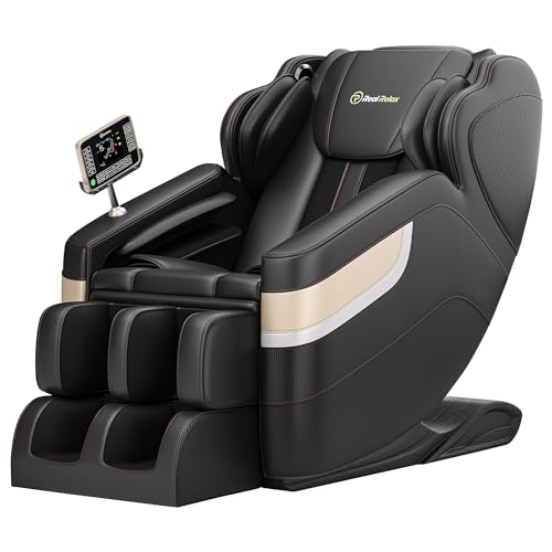 Real Relax Massage Chair, Full Body Zero Gravity Massage Recliner, with Auto Modes, LCD, Bluetooth, Foot Massage, Black Real Relax