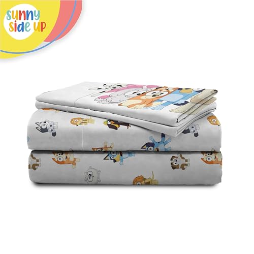Sunny Side Up Bluey & Friends Full Sheet Set - 4 Piece Kids Bedding Set Includes Pillow Cover - Super Soft Microfiber Sheets Sunny Side Up