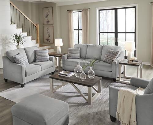 Signature Design by Ashley Adlai Casual Loveseat with 2 Toss Pillows, Light Gray Signature Design by Ashley