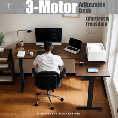 TOPSKY Electric Adjustable Standing and Sitting Computer Desk with 3 Legs for Home and Office 270lb Weight Capacity (Black, Triple) TOPSKY